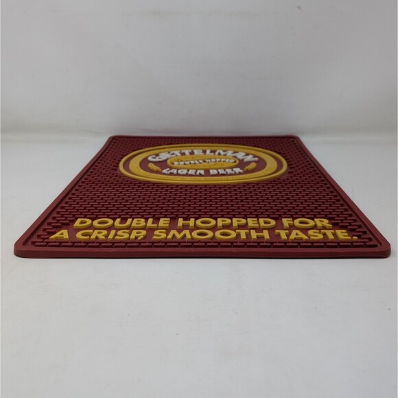 VTG Gettelman Lager Beer Bar Mat Red Rubber 14.5" x 11" Man Cave Double Hopped - Picture 6 of 9